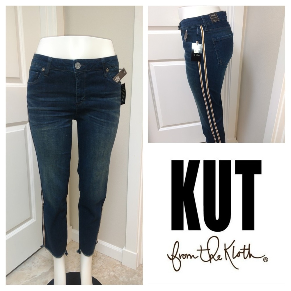 KUT  Distressed Denim  Racer Jeans
